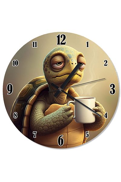 karizmart Turtle Shaped Wall Clock Drinking Coffee