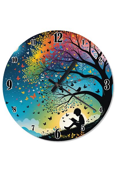 ekart Special Design Wall Clock under Colorful Tree