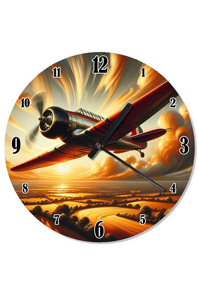 karizmart Red Airplane in the Sky Special Design Wall Clock