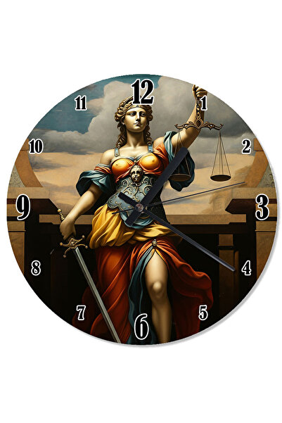 karizmart ساعة حائط تمثال آلهة العدالة مع العث