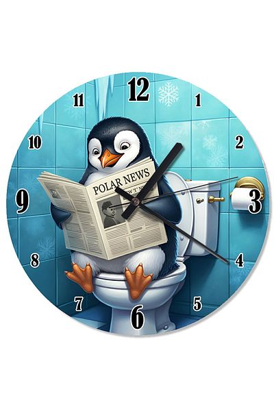 ekart Penguin Reading Newspaper Decorative Wall Clock
