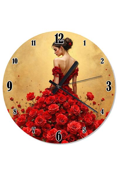 ekart Red Poppy Dress Special Design Wall Clock