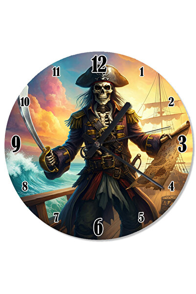 karizmart ساعة حائط صامتة على شكل هيكل عظمي للقراصنة