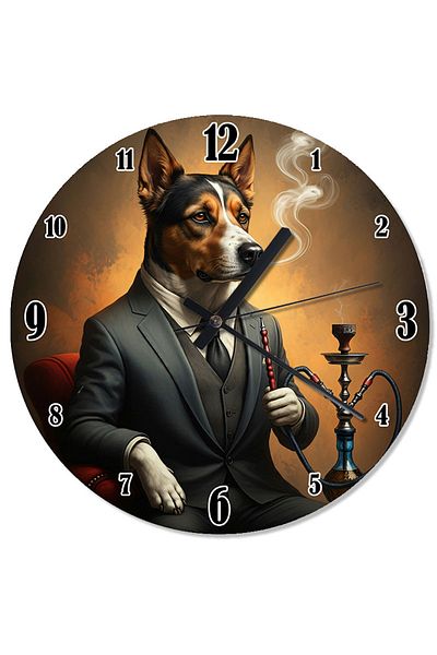 ekart Elegant Dog Drinking Margile Patterned Wall Clock