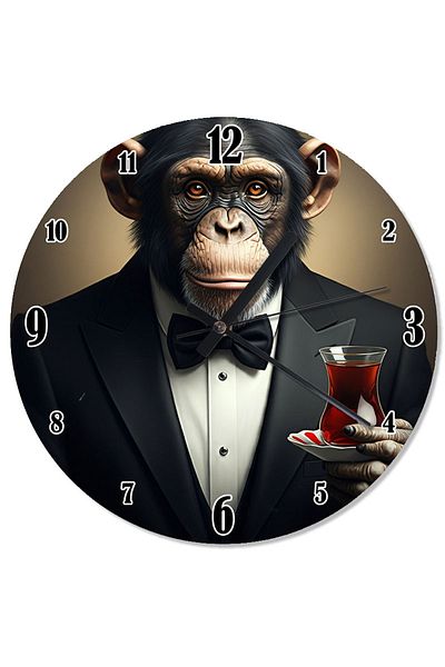 ekart Stylish Chimpanzee Printed Wall Clock with Tuxedo