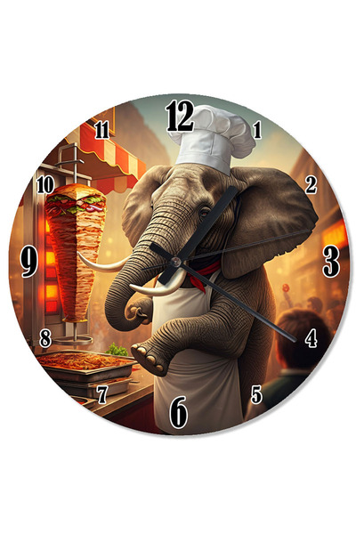 karizmart ساعة حائط بتصميم صورة الفيل من Dönerci