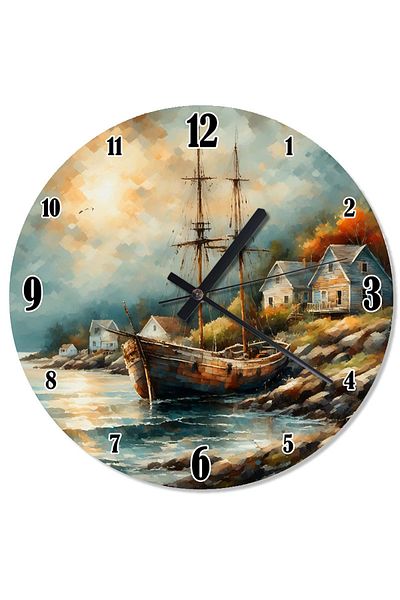 karizmart Seaside Town and Ship Special Design Wall Clock