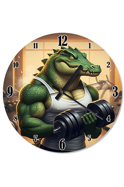 karizmart Barbell and Crocodile Patterned Wall Clock