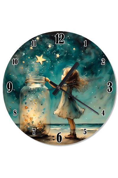 ekart ساعة حائط مطبوعة لفتاة تحت النجوم