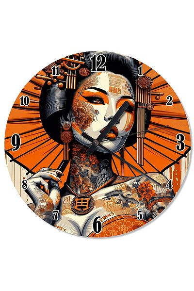 karizmart Japanese Geisha Figure Retro Wall Clock