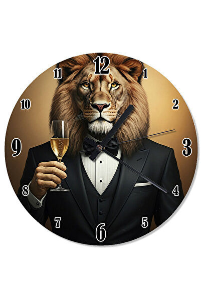 karizmart ساعة حائط ترددية على شكل أسد في البدلة الرسمية