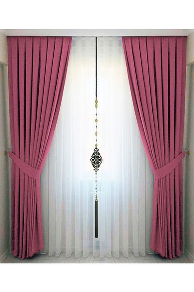 İ.D İpek Dokuma Cortina de fundal catifelată plisată Dusty Rose, de înaltă calitate, cu o singură aripă