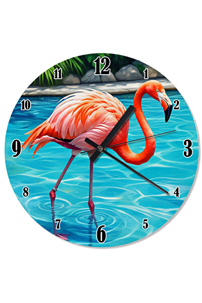 ekart ساعة حائط تناظرية فلامينجو أنيقة في الماء