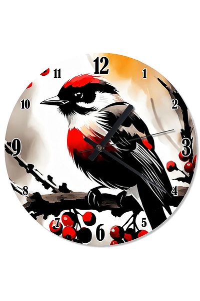 ekart Red Breasted Bird Shaped Wall Clock Holding a Branch