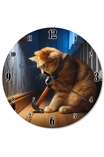 karizmart Cat Playing Game Analog Wall Clock