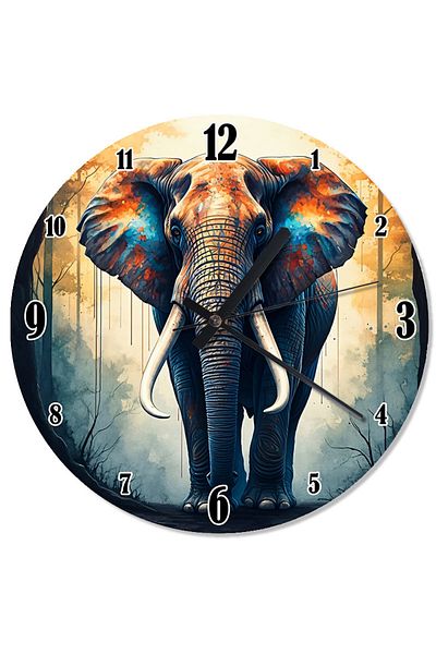 karizmart Colorful Elephant Portrait Shaped Wall Clock