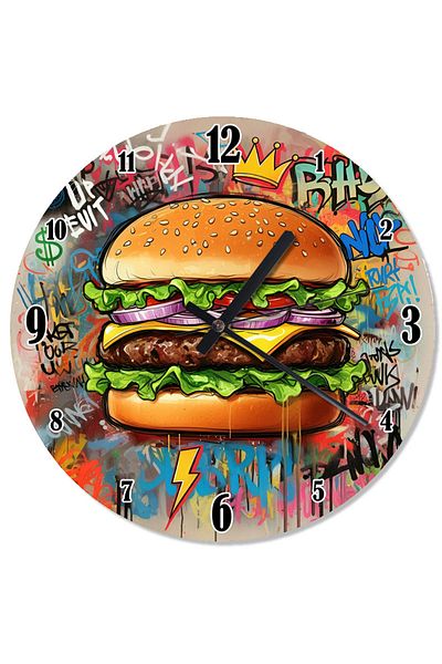 karizmart Giant Burger Drawing Printed Wall Clock