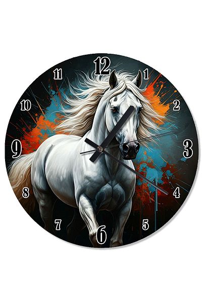 ekart White Lonely Horse Special Design Wall Clock