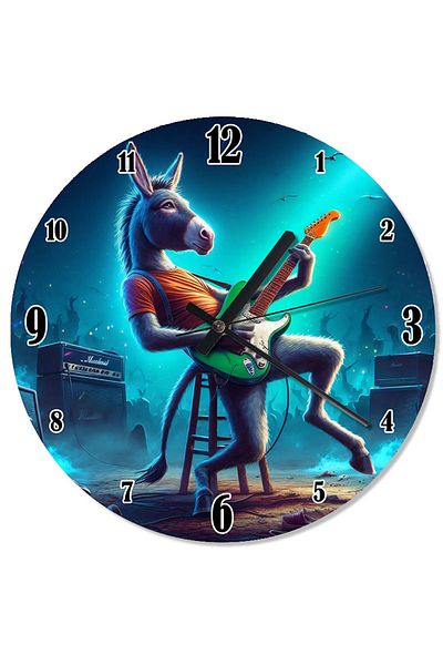 karizmart Donkey Playing Guitar Decorative Wall Clock