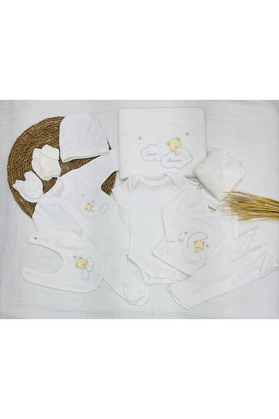 Bebitof Sweat Dreams Bear Patterned 10-Piece Hospital Outlet (Newborn) Bodysuit Set