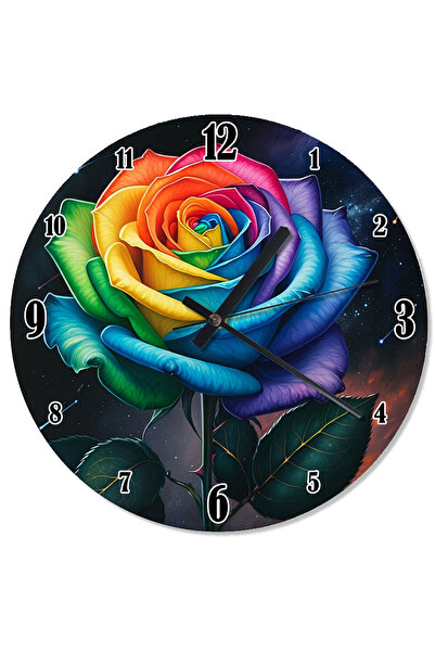ekart ساعة حائط تناظرية على شكل زهرة الورد الملونة