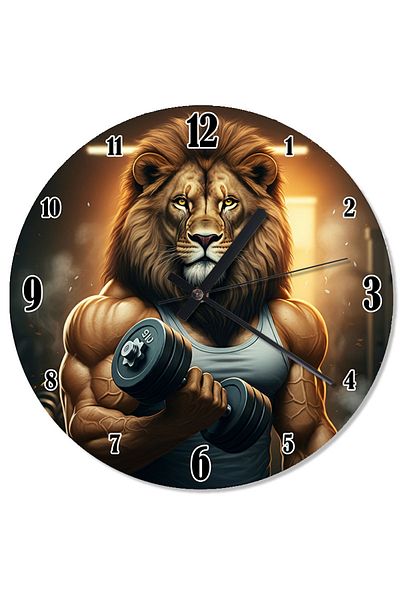 karizmart Barbell and Lion Shaped Wall Clock