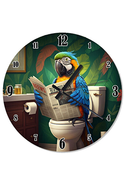 ekart الببغاء يقرأ في المرحاض ساعة حائط بتصميم خاص