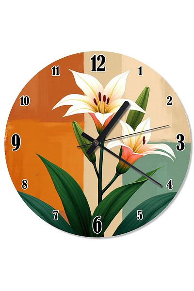 ekart White Elegant Lily Design Wall Clock