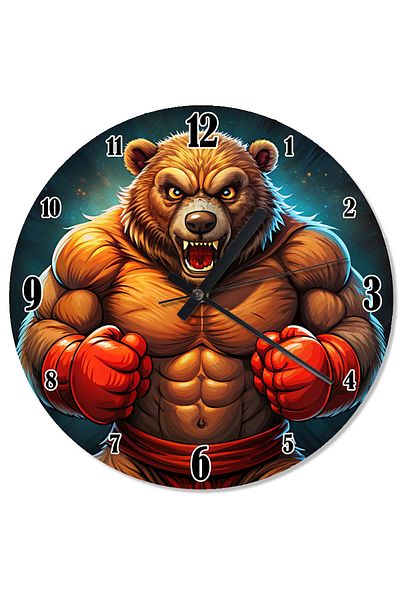 karizmart Muscular Boxer Bear Shaped Wall Clock