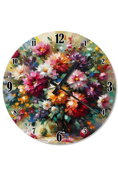 karizmart Colorful Flower Bouquet Special Design Wall Clock