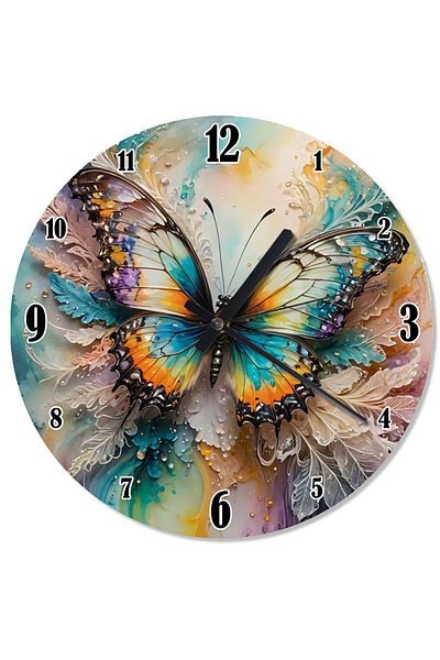 karizmart Colorful Butterfly Wings Patterned Wall Clock