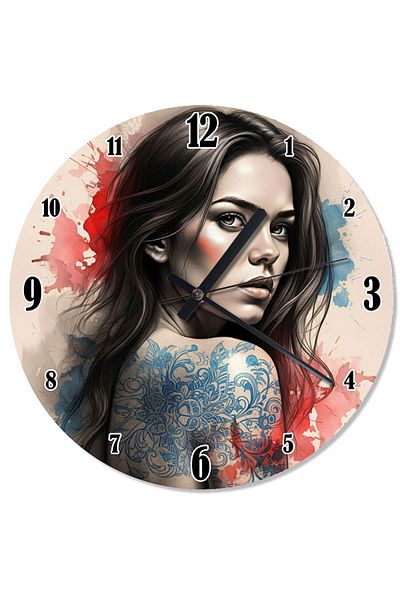 ekart Tattooed Strong Woman Retro Wall Clock