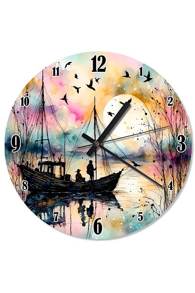 karizmart Sunset and Lake View Special Design Wall Clock