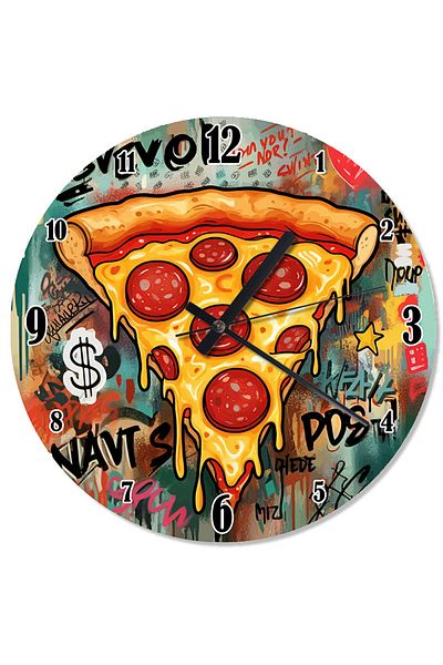 ekart Shining Pizza Graffiti Design Wall Clock