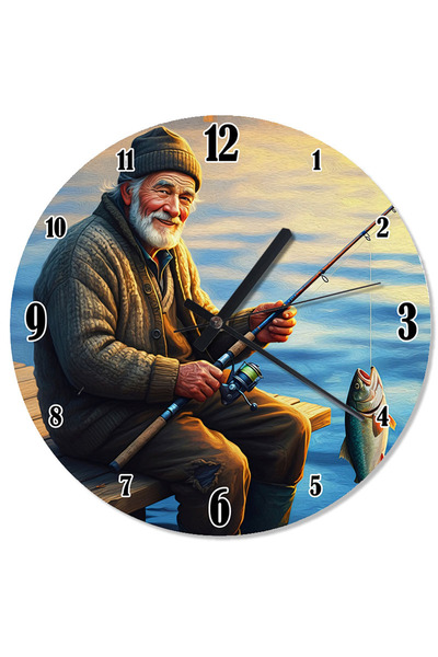 ekart ساعة حائط مزخرفة لصياد السمك والصمت