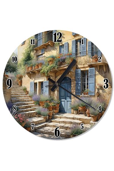 karizmart Floral Stone House Printed Wall Clock