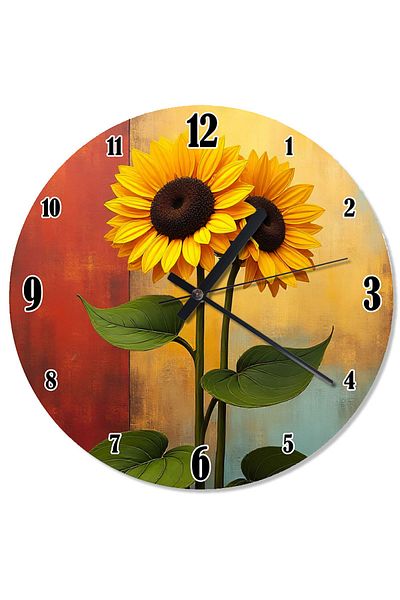 karizmart Sunflower Detailed Drawing Decorative Wall Clock