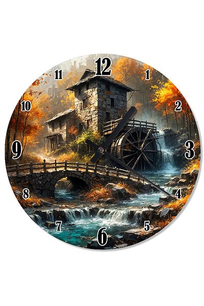 karizmart Old Stone Water Mill Printed Wall Clock
