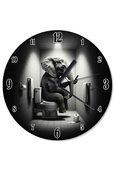 ekart Elephant and Telephone Analog Wall Clock in Toilet