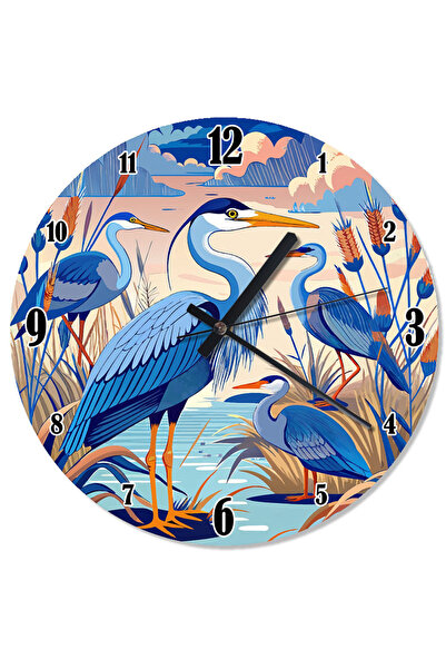 ekart الرافعات الزرقاء والقصب ساعة الحائط الصامتة