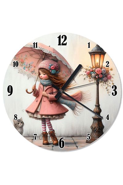 karizmart Woman in Pink Dress Decorative Wall Clock in the Wind