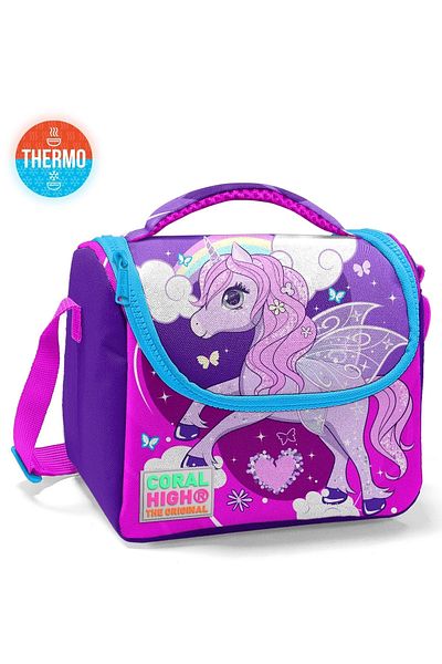 Coral High Kids Purple Pink Unicorn Patterned Thermo Lunch Box 11708