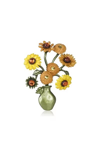 ESJ El Işçiliği Ay Çiçeği Kadın Broş Ebat: 4,3*6,2 Cm