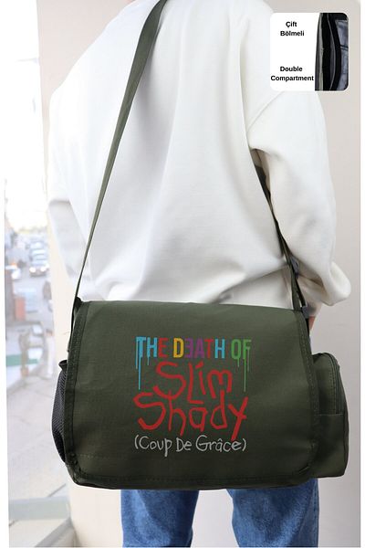 Fuddy Moda Eminem The Dead Of Slim Shady Printed Messenger Bag, Unisex Rapper Print Τσάντα ώμου