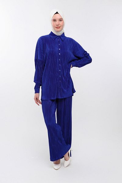 sehatex Ni̇lls Women's Self-Pleated Trousers Shirt Suit Ni̇lls00001