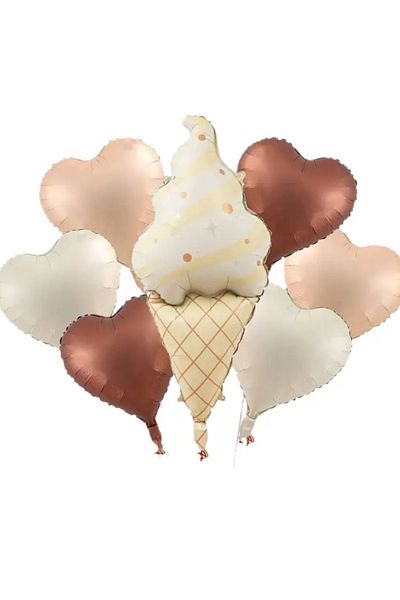 Çemrek Süs Parti Retro Ice Cream Heart Foil Balloon Set 7 Pieces
