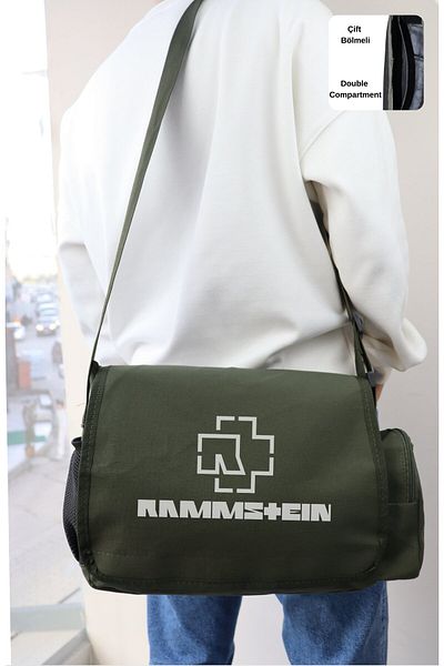 Fuddy Moda Τσάντα Rammstein Written Messenger, Unisex Rock Band τυπωμένη τσάντα ώμου