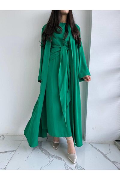 MELEK ARAZ Green Suzan Abaya Set