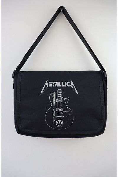 Fuddy Moda Metallica Lettering Messenger Bag, Unisex Guitar Rock Band Printed Shoulder Bag