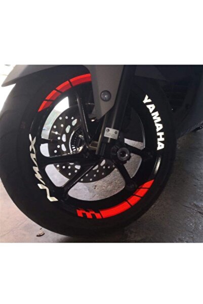 Genel Markalar Yamaha NMAX Yazılı Kırmızı Beyaz Jant Sticker Etiket Modeli uy...